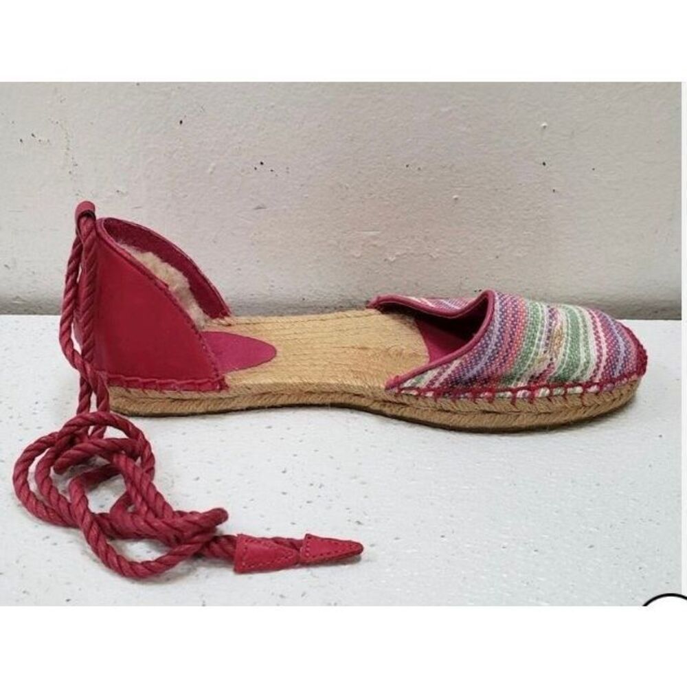 UGG Espadrille Multicolor With Pink Leather Shearling Sandal - Comfortable Style - Picture 3 of 7